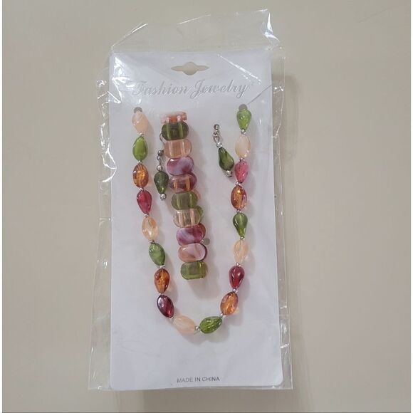 Multicolor Acrylic Faux Beaded Jewelry Set - Picture 7 of 8